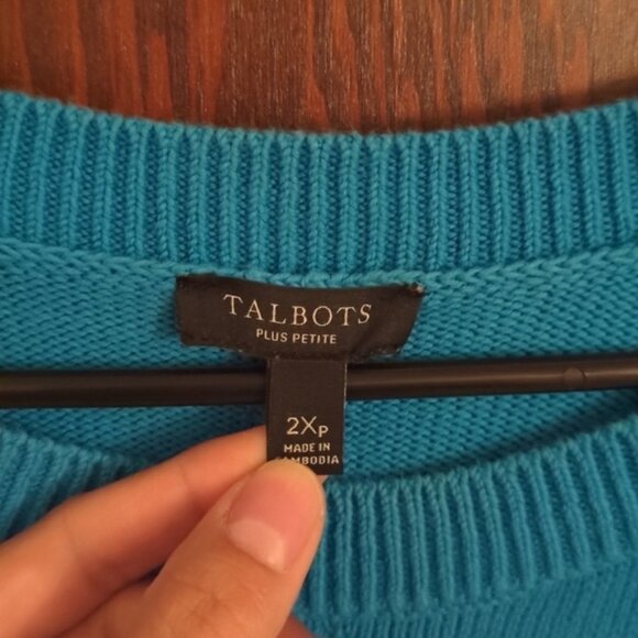 Talbots Plus Petites Blue Cotton Sweater Size 2X Petite - Picture 4 of 6